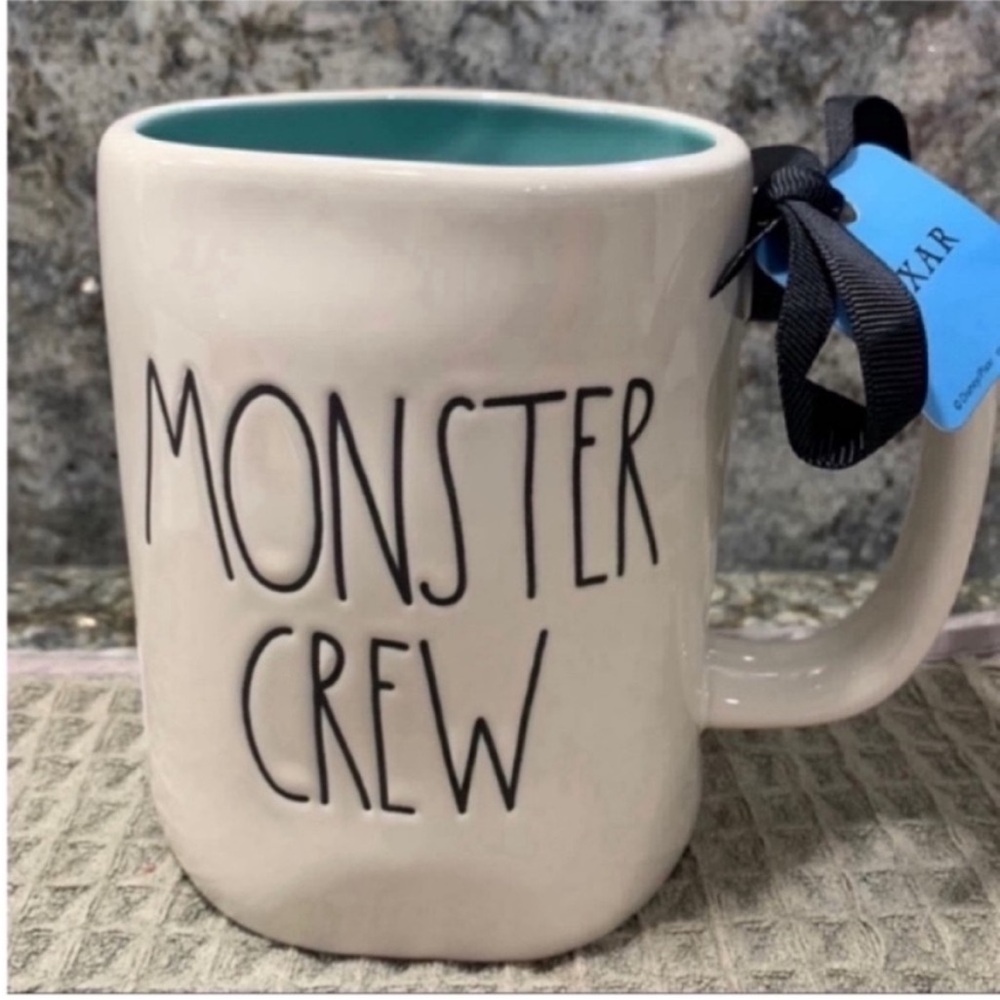 NWT Rae Dunn x Disney “Monster Crew” 16 oz Mug – Monsters Inc – Teal Interior